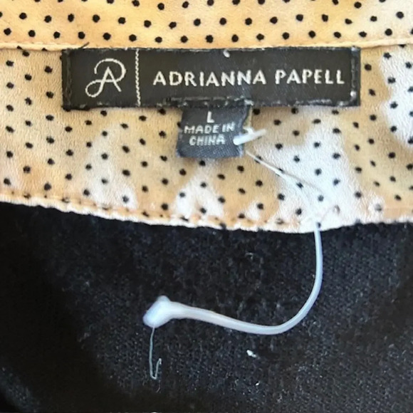 Adrianna Papell Twofer Collared Black Layered Sweater Blouse, size Large - Picture 4 of 7